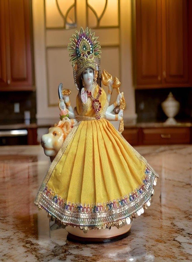 My God Gift Navratri Special، MATA Rani Vastra، Devi MATA Poshak، فستان Durga MATA، Radha Rani Poshak for Standing Idol، فستان MATA متعدد الألوان، عبوة من 2 (أبيض وأصفر، 4 بوصات) - Image 3